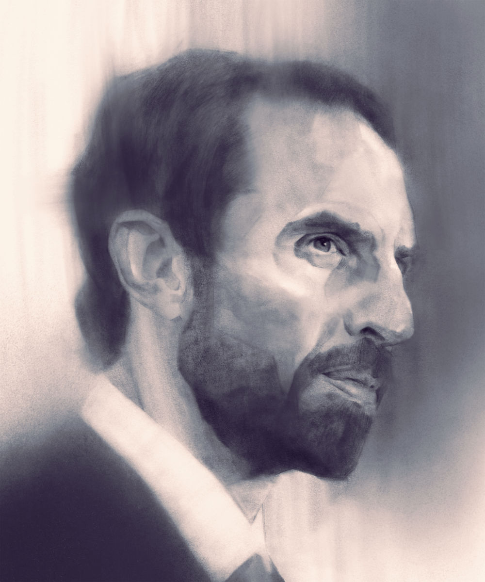 Gareth Southgate Painting in Gouache, by Artist & Illustrator James Martin